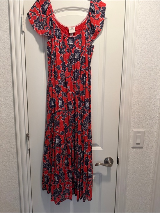 Knox Rose Dresses & Skirts - Knox Rose Red Dress with Navy Floral Accents